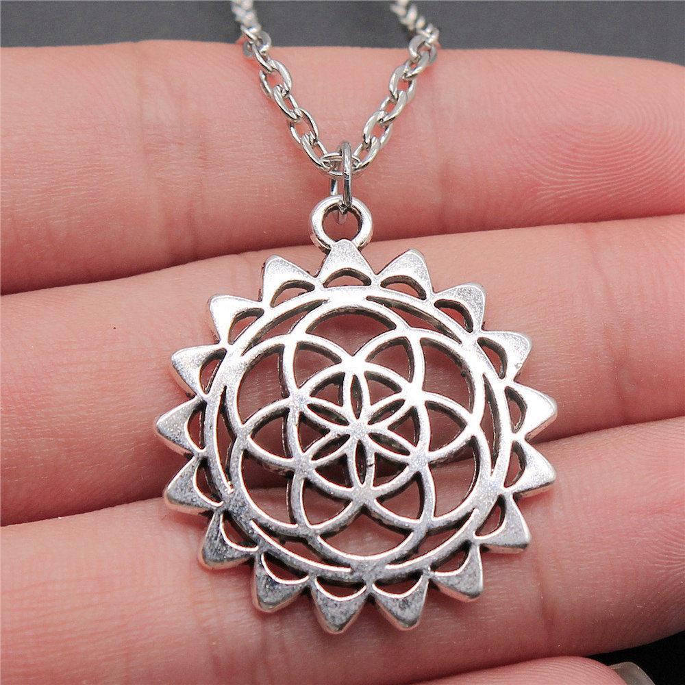 Tree of Life Floral Mandala Pendant Antique Bronze Metal Bridesmaid Choker Necklace Trendy Gift