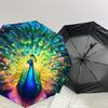 1pc Colorful Peacock Feather Artwork Umbrella with Plastic Handle,Suitable for All Seasons Home Travel Outdoor UmbrellaDD1240