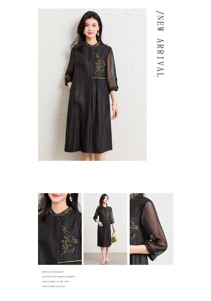 Intangible Cultural Heritage Silk Fragrant Cloud Yarn Qipao Dress