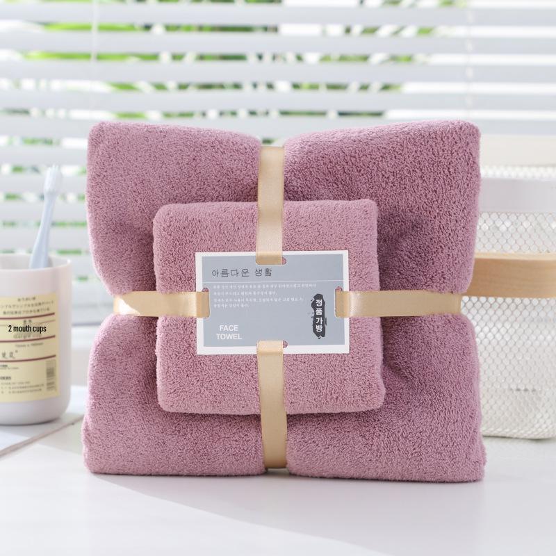 Coral Fleece Bath Towel Gift Set: Thickened Mother-Child Set, Customizable Logo