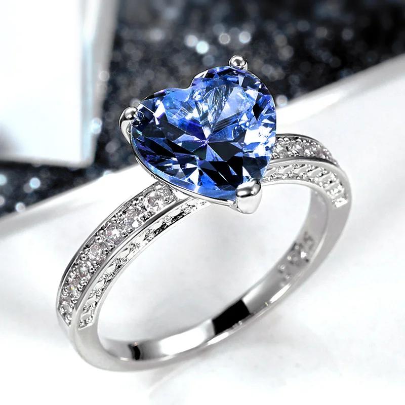

CAOSHI Sweet Romantic Multicolor Heart Shaped Cubic Zirconia Ring for Women Delicate Anniversary Proposal Gift Statement Zircon 10&Copper Plated
