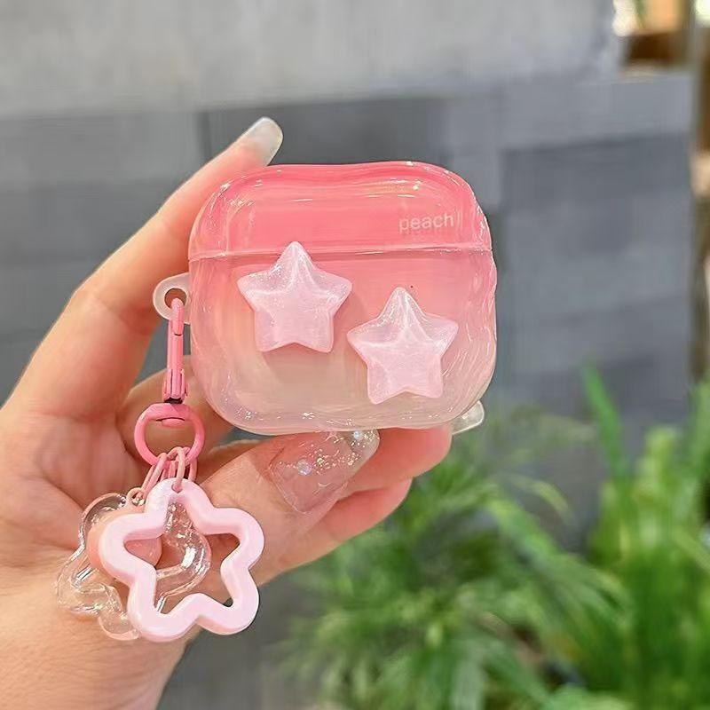 Gradual change three-dimensional star pendant AirPods 1 earphone protective case cover 1pro second and third generation silicone soft case