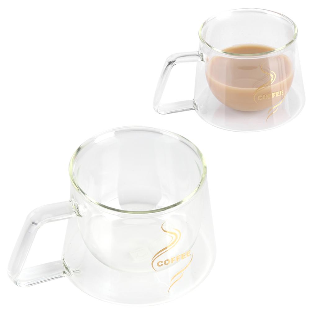 Double Wall Insulated Glass Cup Heat Resistant Mug Glassware for Coffee Tea Milk