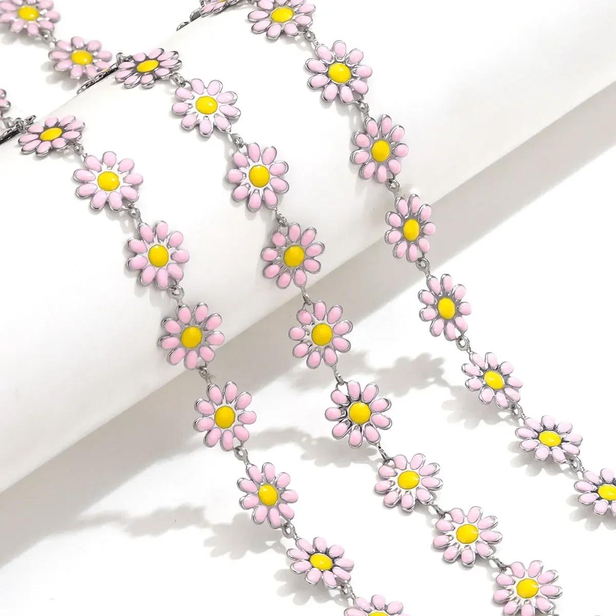 

Ожерелье-цепочка «Дейзи» из нержавеющей стали с цветным масляным покрытием и серьги 1 Meter Price