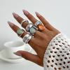 Geometric Adjustable Ethnic Open Ring Set Fashion Jewelry Aesthetic Retro Vintage Punk Gold Color Knuckle Joint Rings Irregular Accessories