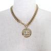 Great CHANEL Necklace COCO Mark Rhinestone Coin gold metal Women B23P Used