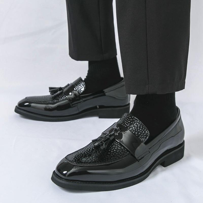 Designer Fashion New Men's Black Brown Patent Leather Wedding Dress Shoes Male Luxury Plush Size 38-46 Tassels Loafers Zapatos