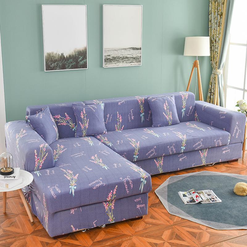 Floral Sofa Cover for Living Room Elastic Stretch Sectional Corner Couch Cover Sofa Towel Slipcovers L Shape needs to buy 2pcs