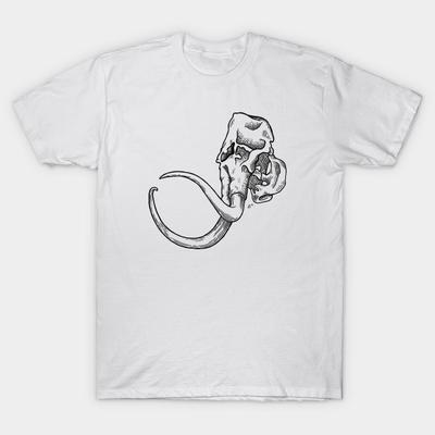 Men Black Print T-shirt Mammoth No-Cut Heat Transfer Print Cotton Tshirt