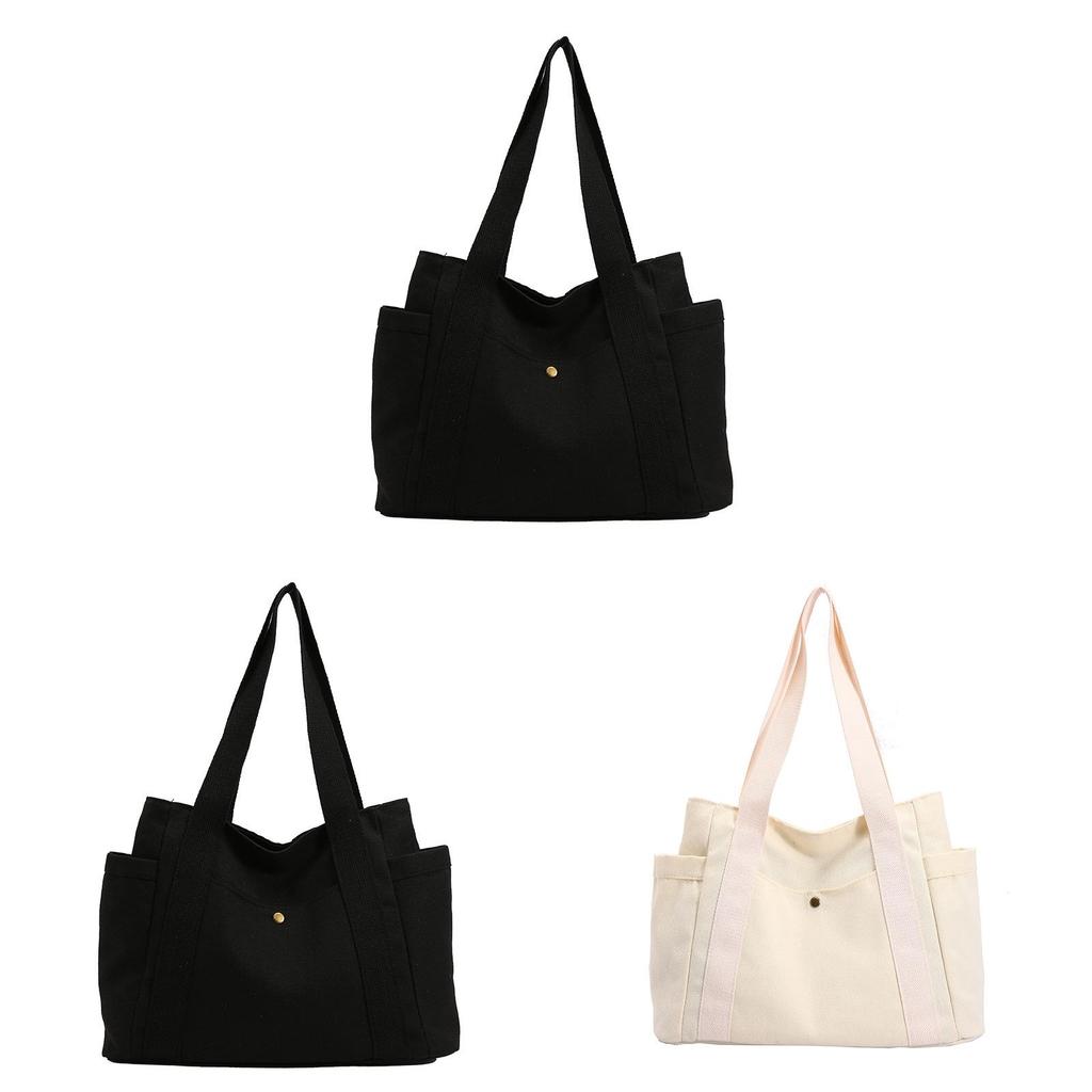 Canvas Tote Bag Large Capacity With Zipper For Commuting And Casual Daily Use