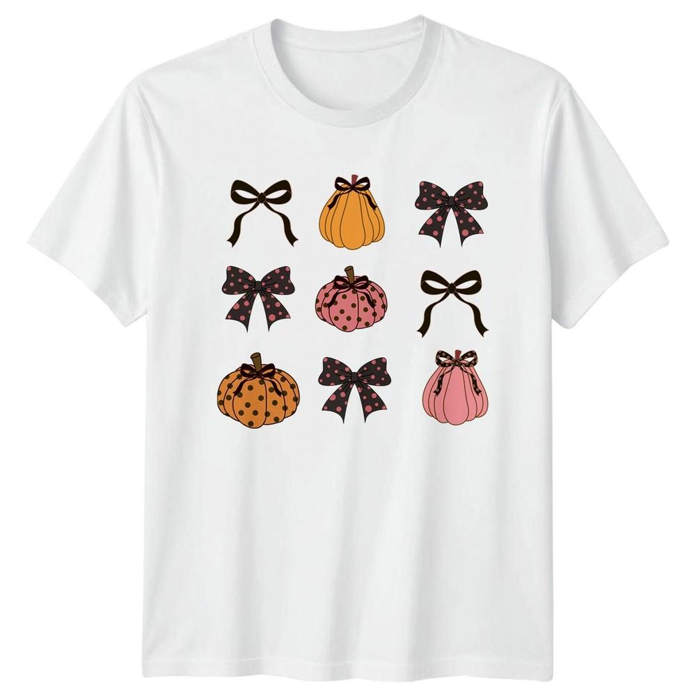 Vintage Coquette Pumpkin Bow Unisexs TShirt Pink Halloween Gift For Her S