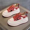 Fashion Summer New Style Women's Shoes Breathable Casual Shoes with Increased Inner Heel Gross Sole Lace Up Design Zapatos De Mujer