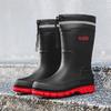Men's Korean Style Waterproof Mid-Calf Rubber Rain Boots - Non-Slip, Slip-On Casual Fashion Shoes