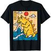 Cat Catzilla Funny Japanese Wave Art Men Women Kids T-Shirt