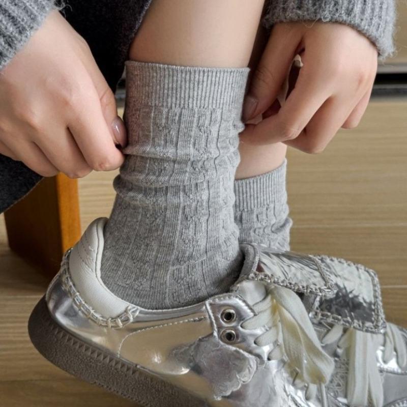 Twisted Socks, Women's Mid-calf Socks, Autumn and Winter Trend, Retro Pure Cotton Sports Pile Long Socks