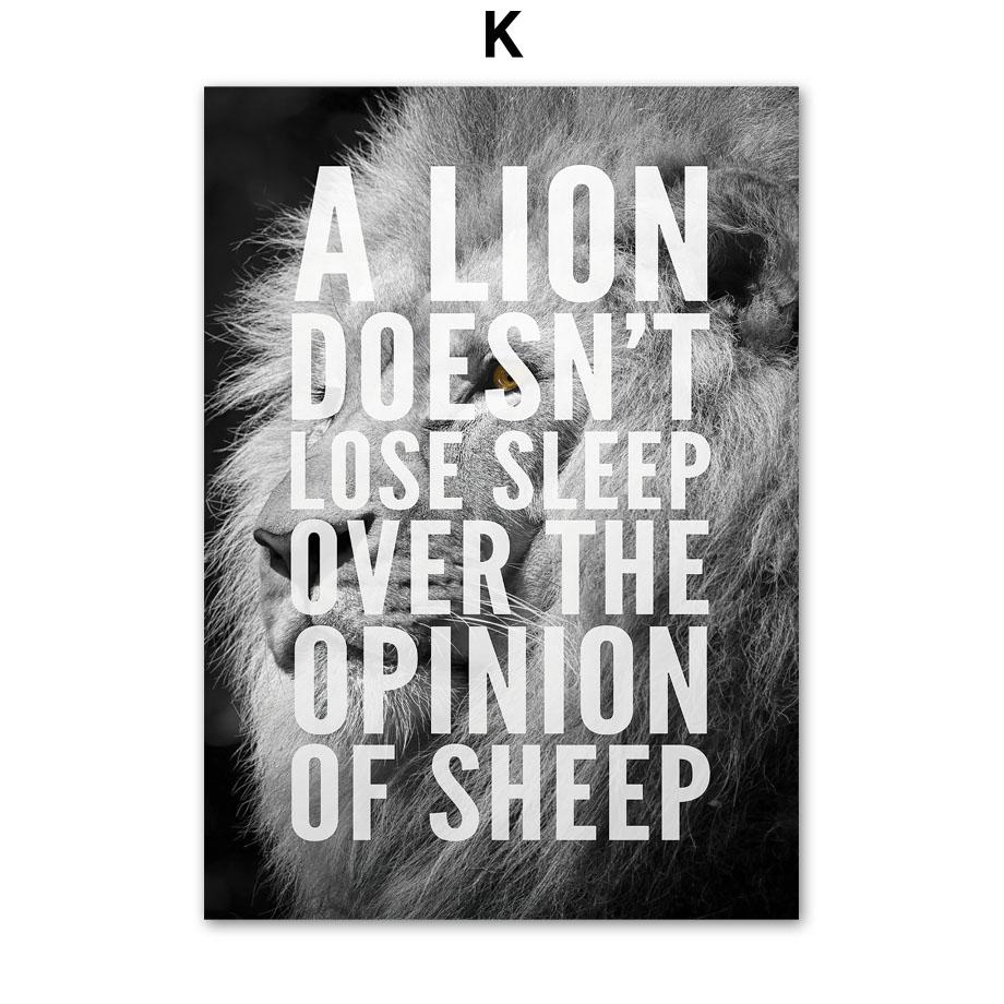 Black White Lion Tiger Leopard Beast Quotes Nordic Posters And Prints Wall Art Canvas Painting Pictures For Living Room Decor