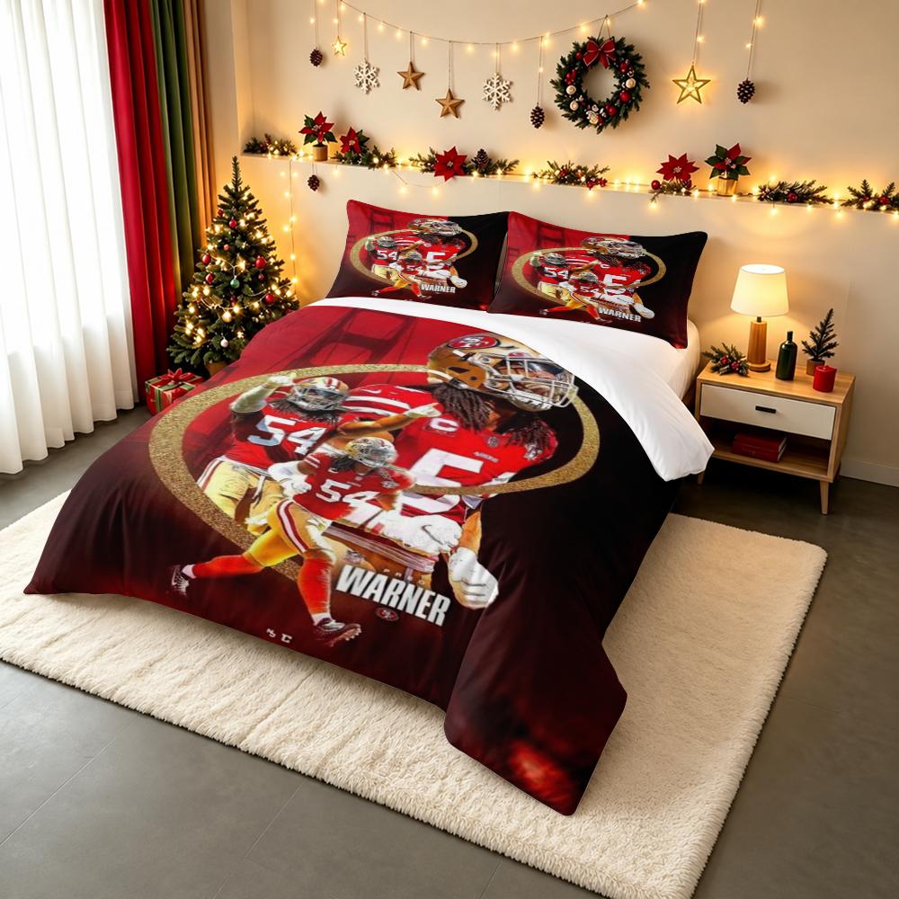 "Football Player Themed Red Sports Bedding setBedding set (1 duvet cover, 2 pillowcases, duvet not included)