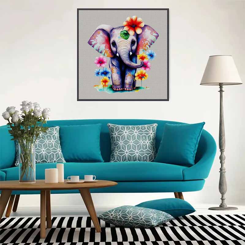 New Arrival 5D DIY Full Circle Diamond Painting "Colorful Flower Elephant" Embroidery Cross Stitch Home Decor Gift