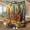 Steampunk Cityscape, for Art Lovers, Blanket, Vintage Gears And Airships Design, Home Decor And Travel, Soft Cozy Multi-Purpose Gift