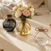 Klarer Wasserpflanzenbehälter Runder Harz-Vase, Transparenter Kugel-Blumentopf mit Jute-Glasvase für Blumenbogen, Moderner Kunststoff-Pflanztopf