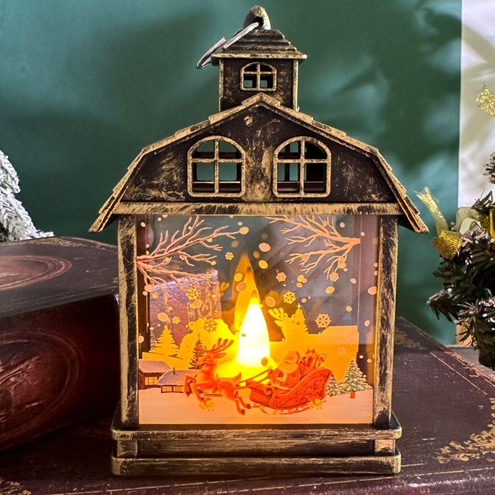 Hanging Lantern Snow Globe Lantern Glow Candles Light Christmas Wind  Lantern  Small Pendant