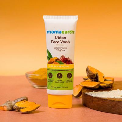 Mamaearth Ubtan Natural Face Wash for All Skin Type with Turmeric & Saffron for Tan Removal and Skin Brightning 100 Ml - SLS & Paraben Free
