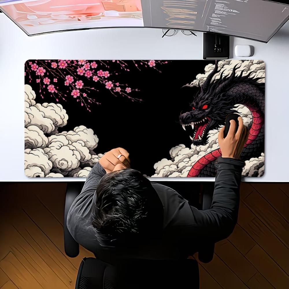 Japanese Dragon Sakura Art XXL Large Gaming Mouse Pad Non-Slip Rubber Desk Mat Keyboard Pad Computer Deskpad Gamer Accessories