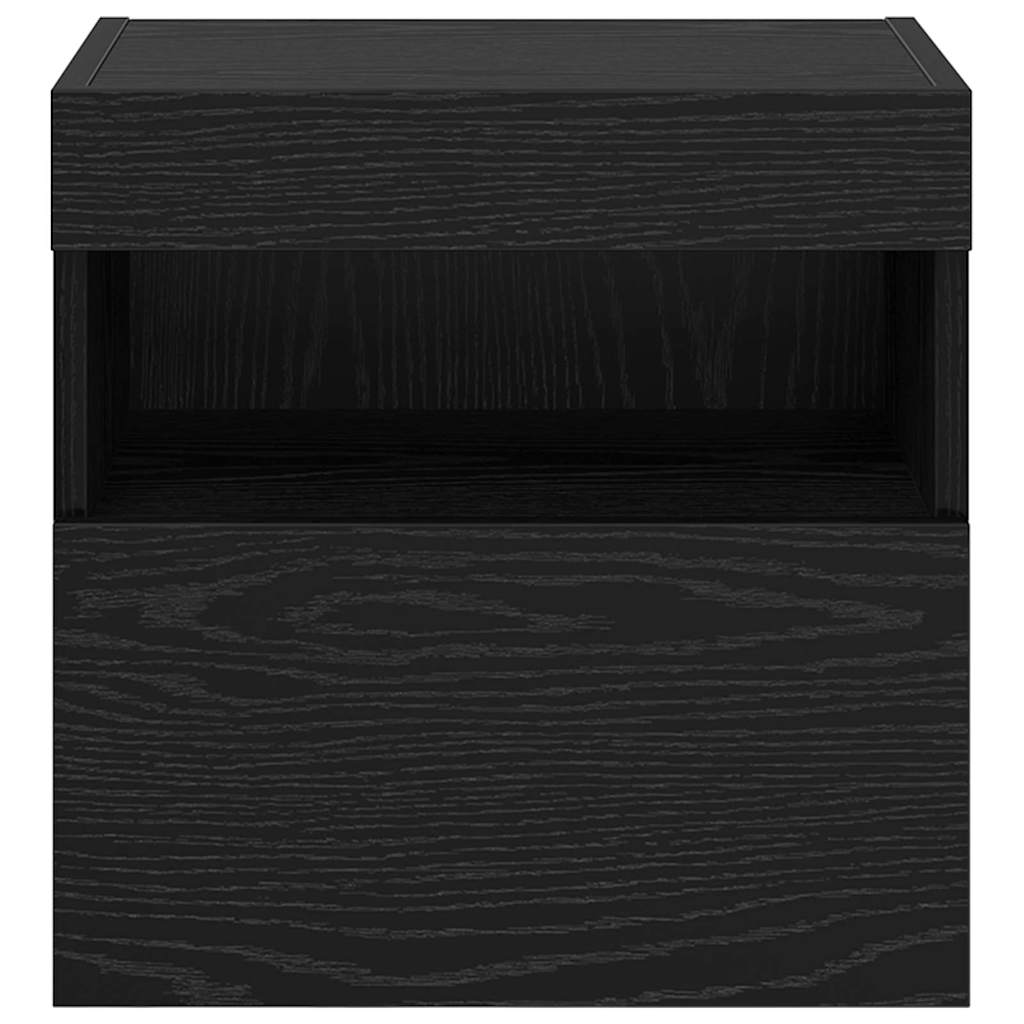 TV Wall Cabinet with LED Black Oak Effect 40 X 30 X 40 Cm