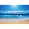 Background Photo with Beach Waves and Sunset, Summer Vacation, Ocean, Beach, Blue Sky, White Cloud, Sand, Photo Shoot