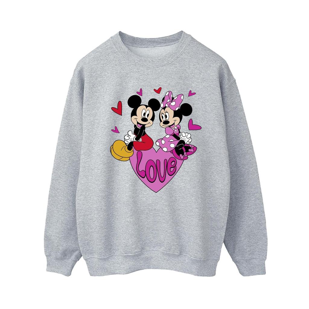 Disney Womens/Ladies Love Hearts Mickey & Minnie Mouse Sweatshirt