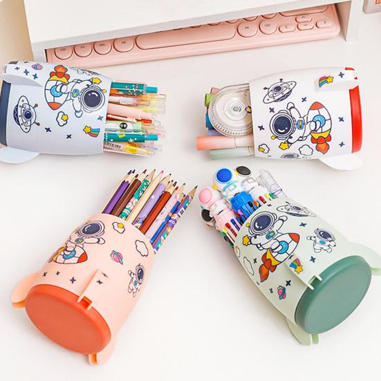 Creative Rocket Pen Holder Large Capacity Kids Desk Organizer Multi-Functional Storage Box for Pens And Stationery