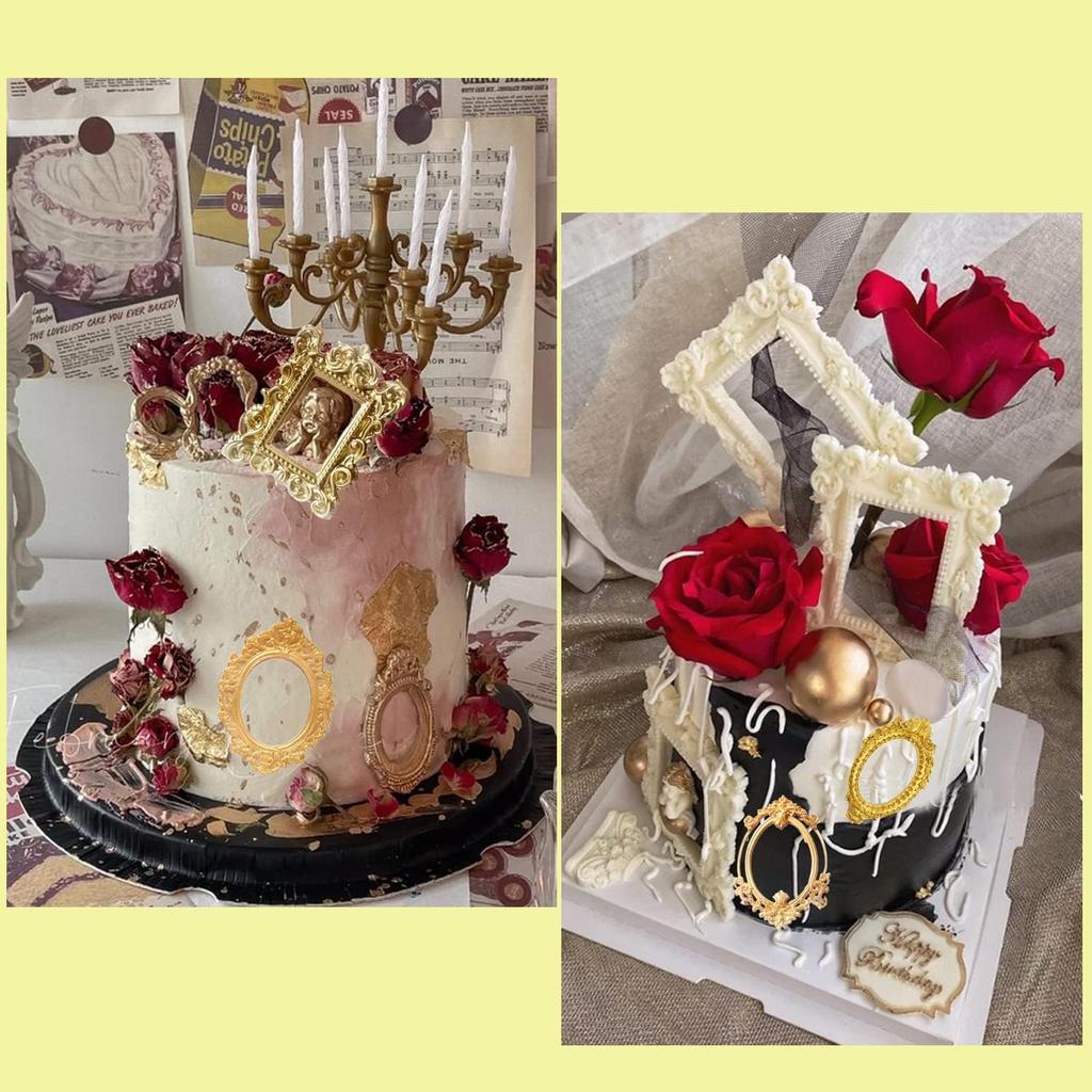 ZiXiang Photo Frame Silicone Molds Baroque Style Picture Frames Fondant Mold For Cupcake Topper Cake Decoration Chocolate Candy Polymer Clay Gum