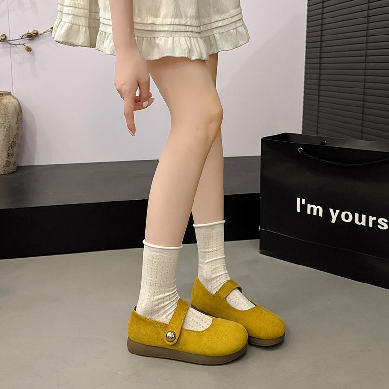 Gentle matching skirt soft-soled women's shoes shallow mouth single shoes women's 2025 new French retro word with Mary Jane shoes