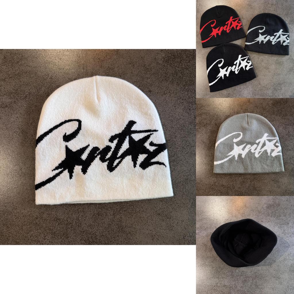 Hip Hop Style Star Pattern Beanie Knitted Cap With Acrylic Fabric And No Brim Design For Fall And Winter Wear