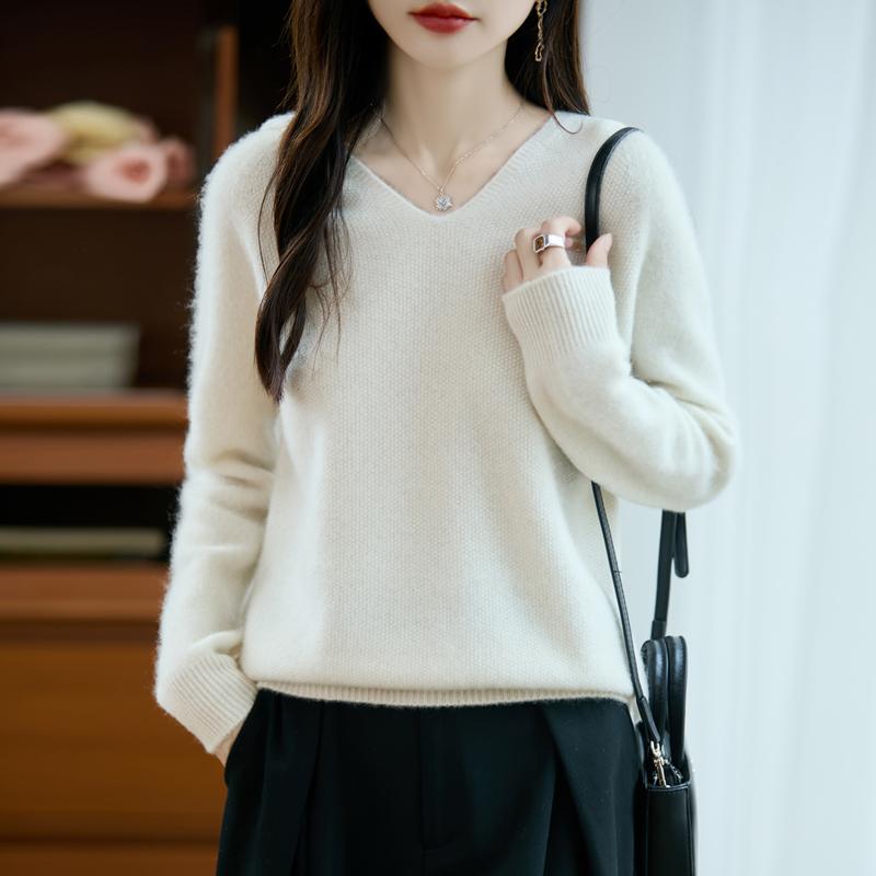 Women's cashmere sweater Qinghe cashmere 30% cashmere 70% wool autumn and winter pullover warm and fashionable