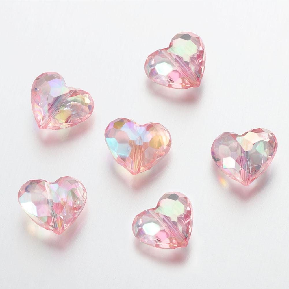 20pcs Acrylic Love Heart Beads Mixed Color Crystal Loose Spacer Beads for Jewelry Making Necklace Bracelet Handmade Accessories