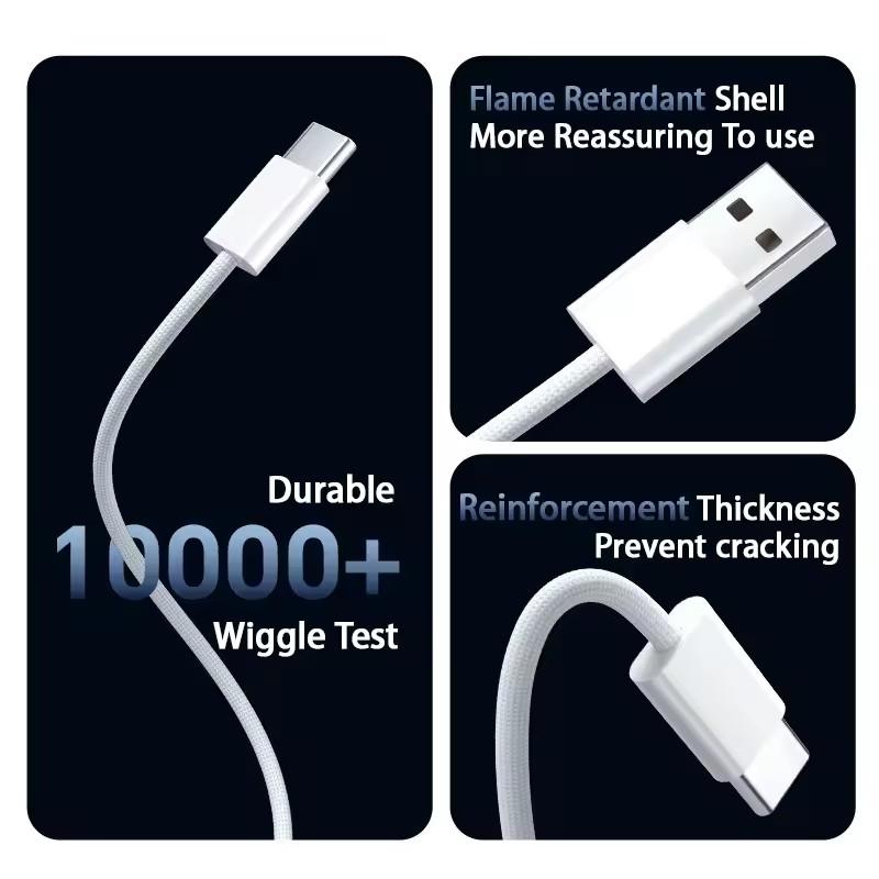 60W PD USB to USB-C Fast Charging Cable For 16 Pro Max 15 Plus Type C Quick Charger For Samsung Cable