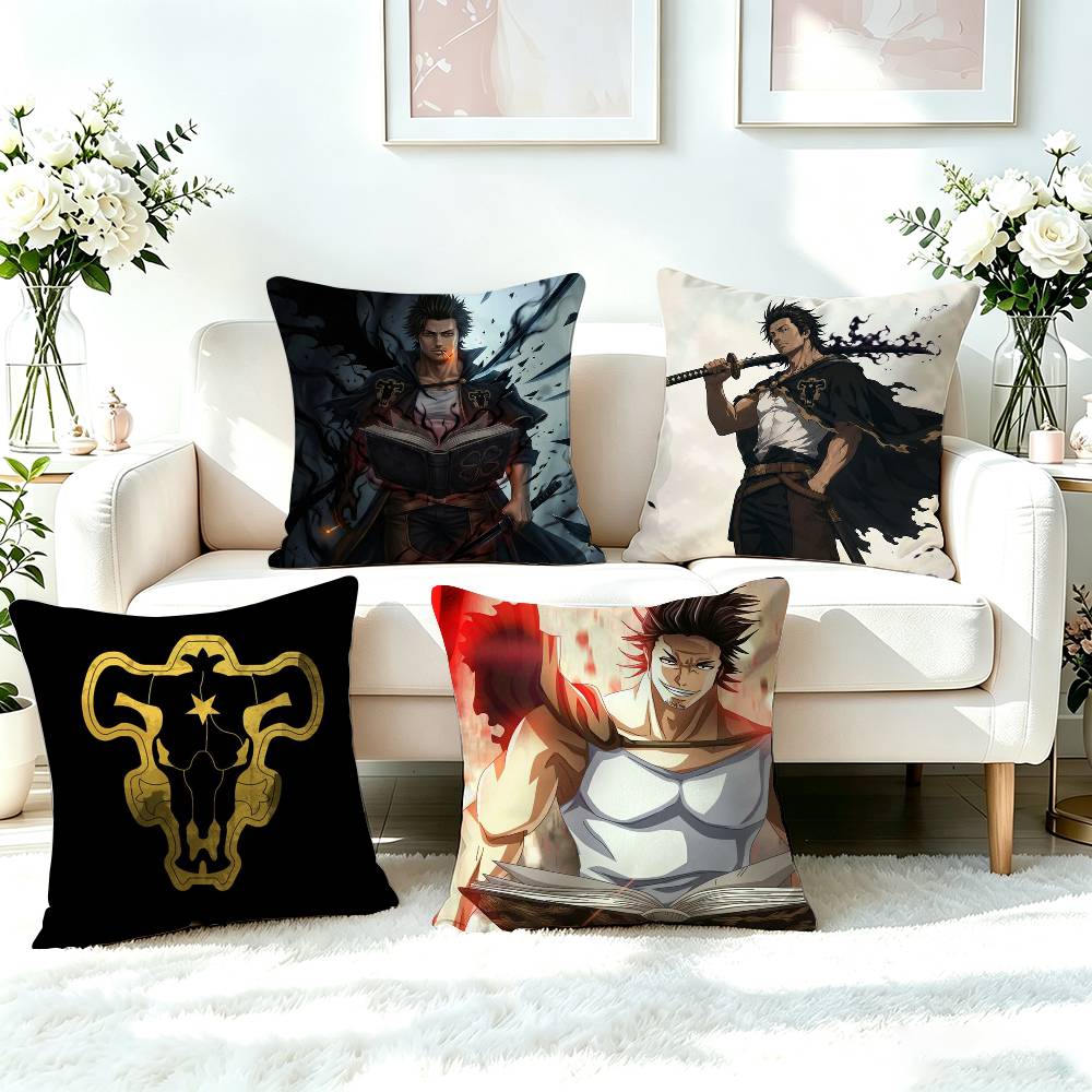 Black C-Clover Yami Sukehiro Square Double-Sided printed Pillow Case Bedroom Bedside Pillow Sofa Cushion Cover