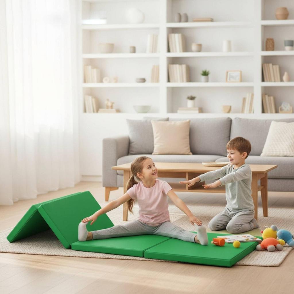 ThreeFold Exercise Mat Foldable Folding Easy to Clean for Gymnasts, Yogis, Home Gym,