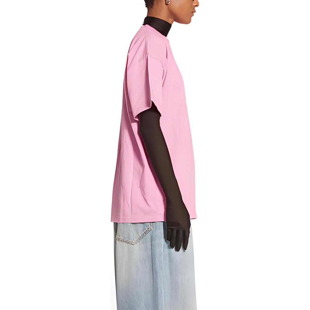Balenciaga Chinese Valentine's Day Drop Shoulder Sleeve T Shirt Women's Pink 612965TMVL45504
