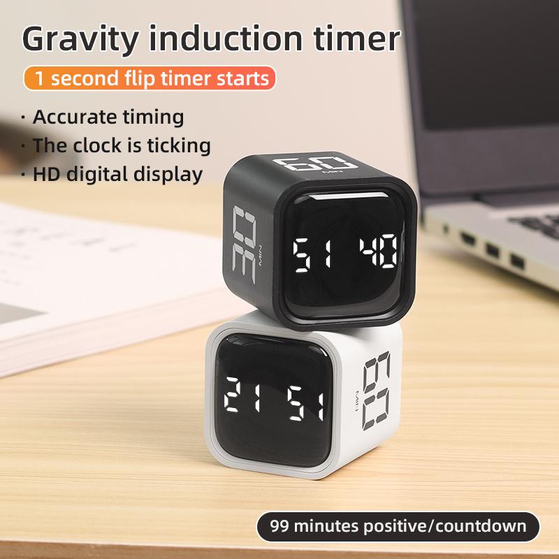 Gravity Flip Timer Silent Vibration Sound Alarm 5-60 Minutes and Custom Countdown Perfect For Working Learning Cooking Study