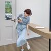 Blue Lapel Dress Women's Summer New Design Sense Gentle Temperament Waist Thin Shirt Skirt