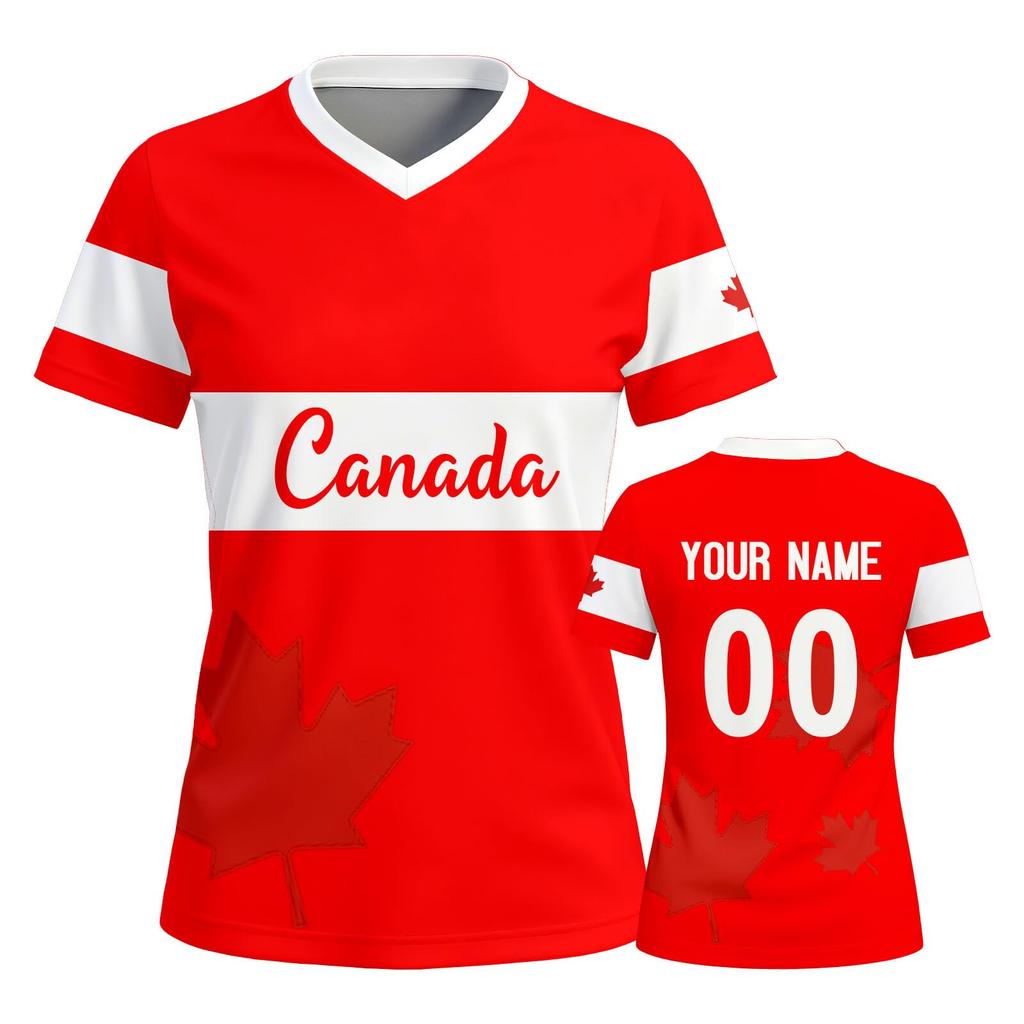 Women's Customizable Soccer Jersey Lightweight Breathable Sports Shirt V Neck Short Sleeve Athletic Top for Team Matches Training