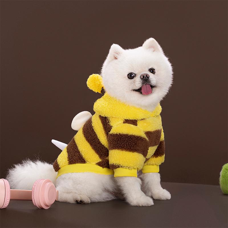 Plush Bee Transformation Suit for Pets - Autumn/Winter Dog & Cat Clothes