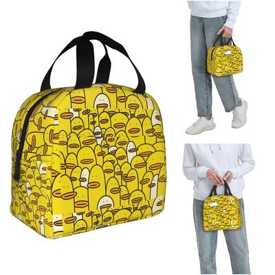 Cartoon Yellow Rubber Duck Pattern Insulated Lunch Bag for Women Children Portable Food Boxes Thermal Lunch Box Tote