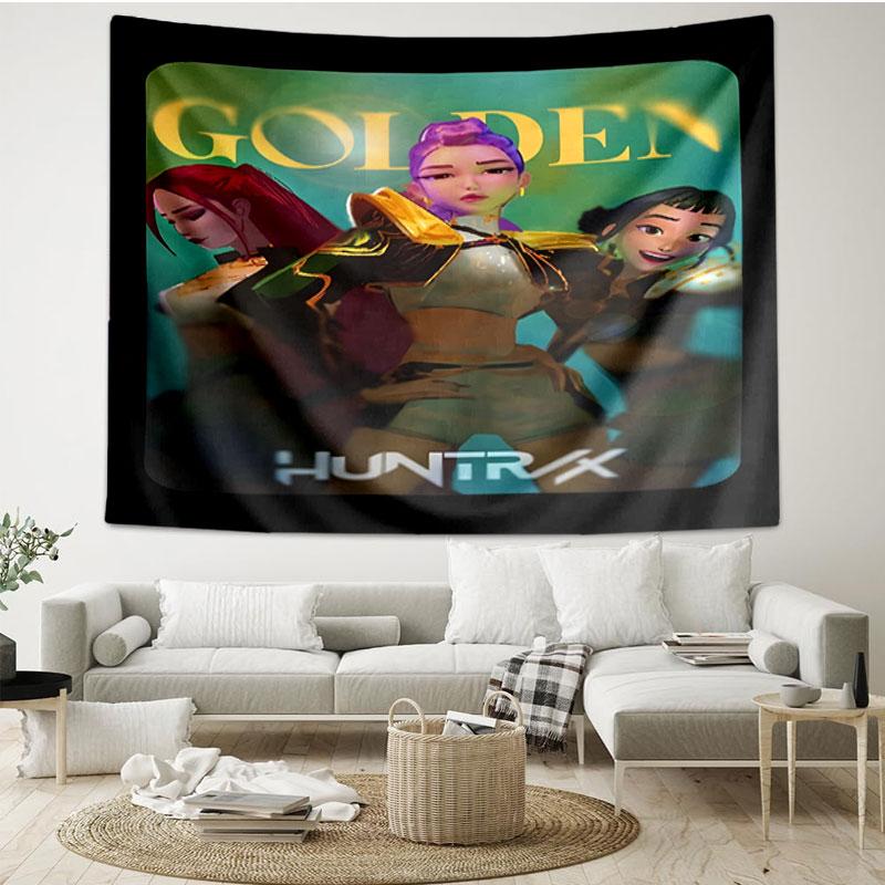 KPop Demon Hunters Print Tapestry - Portable Wall Decor Cloth, for Home, Dorm, Travel, Bedroom, Living Room - Ideal Birthday Housewarming Gift