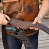 TOURBON Pistol Holster, Genuine Leather, with Bullet Belt, Revolver Gun Holster, Revolver Gun Belt