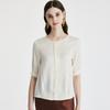 Gentle and Sweet: 100% Mulberry Silk 26 Year Spring/Summer Round Neck Aging Reduction Unique Printed Silk T-shirt for Women