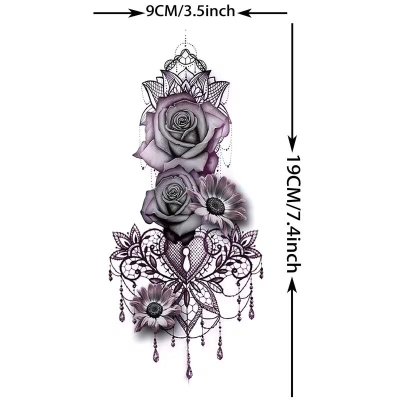 10 Sheets 3D Colorful Peony Rose Flower Temporary Tattoos | Water Color Fake Tattoos Arm Sleeve, Realistic Watercolor Floral Temp Tattoo Sticker