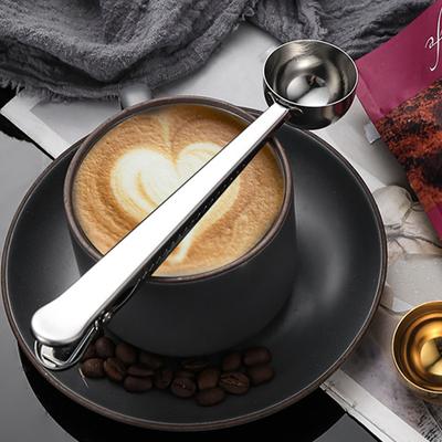 2 In 1 Coffee Spoon Sealing Clip Stainless Steel Measuring Spoon Coffee Scoops Milk Powder Spoon with Clip Kitchen Accessories